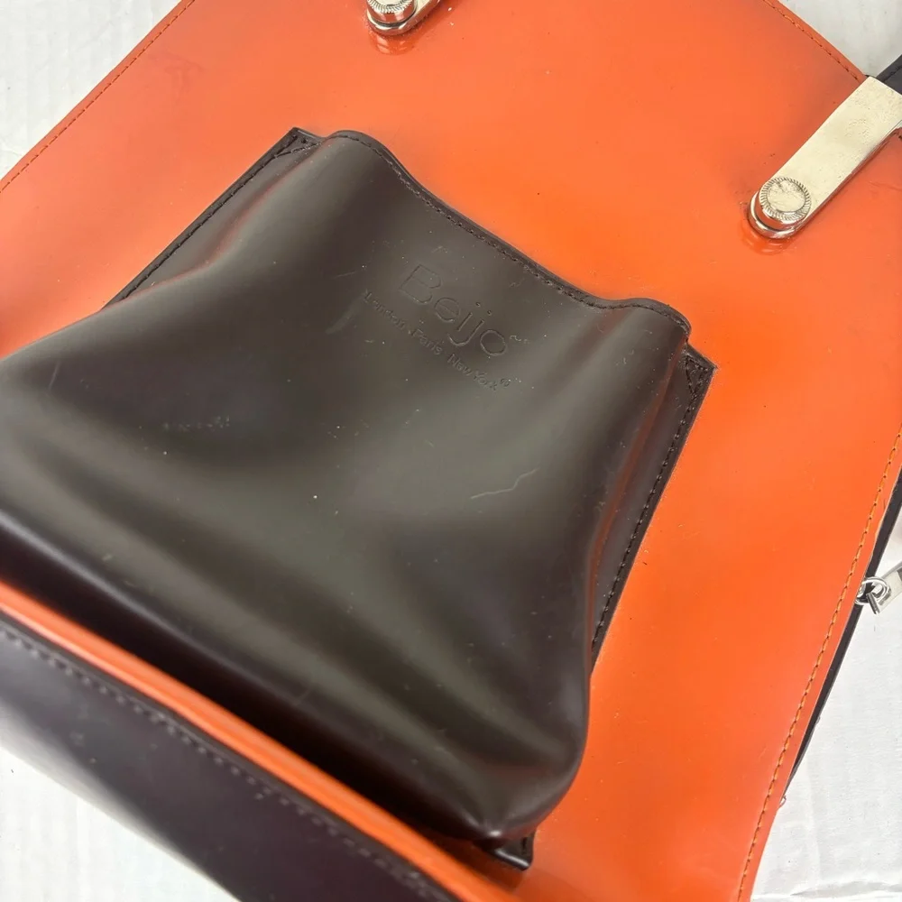 Beijo Paris Convertible Backpack/shoulder Bag-Brown patent and chocolate - Picture 2 of 15